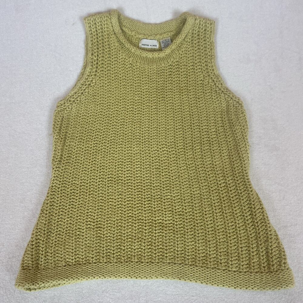 Vintage 90s Toto N Ko Chunky Knit Ramie Cotton Blend Sweater Tank Top Large